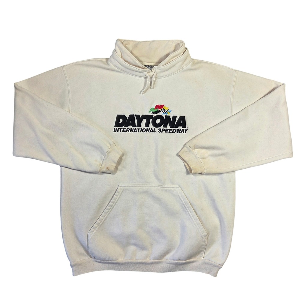 Vintage Daytona International Speedway Embroidered Hoodie‎ Mens M Retro Made USA
